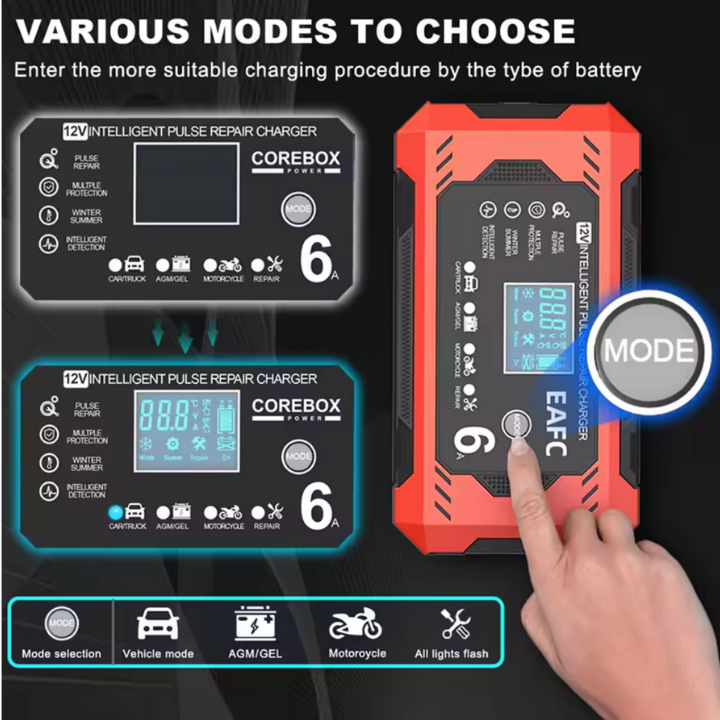 Caricabatterie per Auto Intelligente 12V/24V - Display LCD & Protezione Automatica