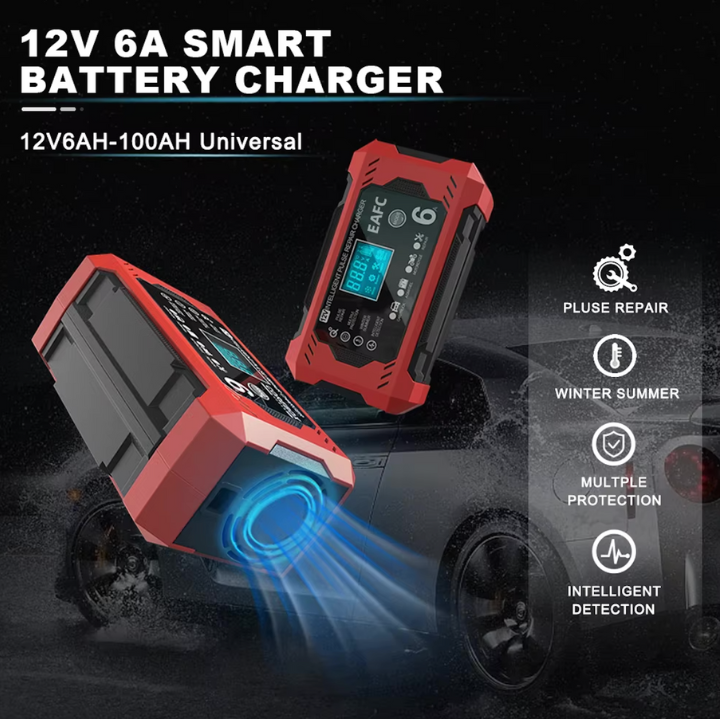 Caricabatterie per Auto Intelligente 12V/24V - Display LCD & Protezione Automatica