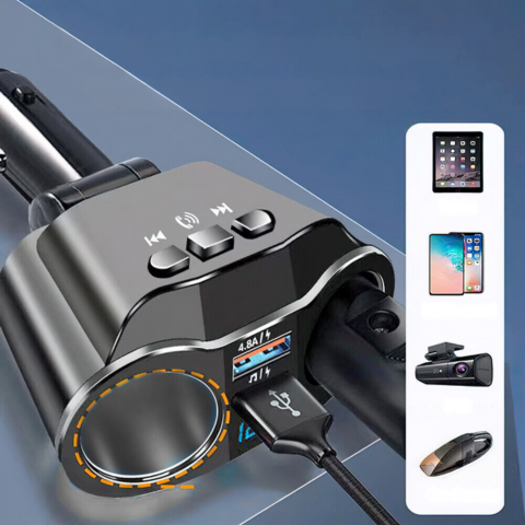 Adaptor pentru brichetă de țigară auto - Port USB dublu și afișaj digital