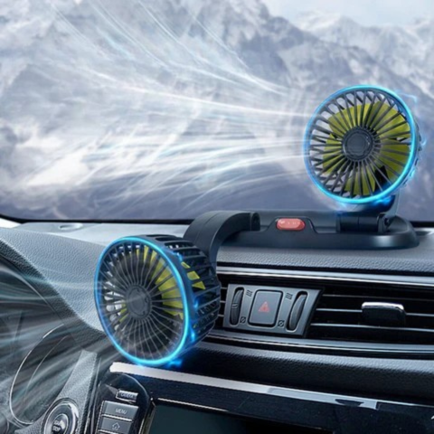Dvouhlavý automatický ventilátor - napájení z USB nebo zapalovače doutníků
