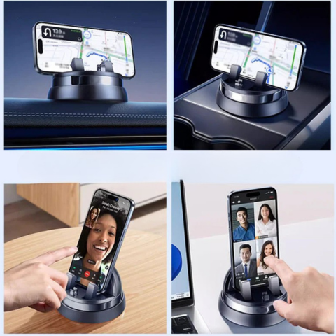 Suport Telefon Mașină 360° – Fixare Ultra-Stabilă 