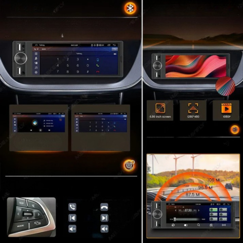 MP5 Auto Multimedia Radio met CarPlay en Android Auto - Touch Screen & Snelle Aansluiting