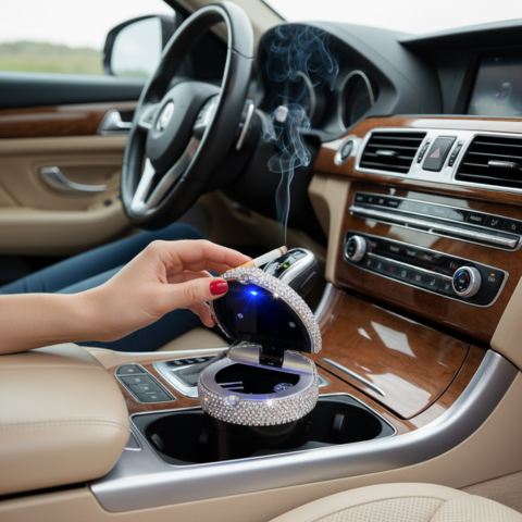 Brilliant Mini Car Ashtray - elegant design og røyksikker lukking